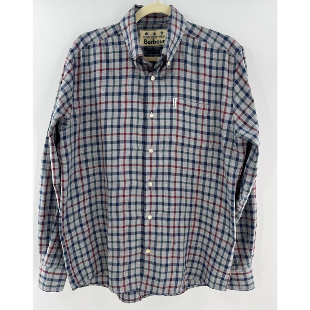 Barbour Mens Coll Thermo Weave Flannel Checkered Shirt Button down S M